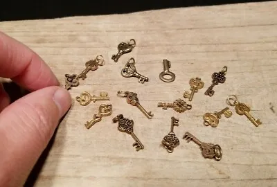 Antique Style Lot Of Miniature Key Necklace Charm Pendants • $25