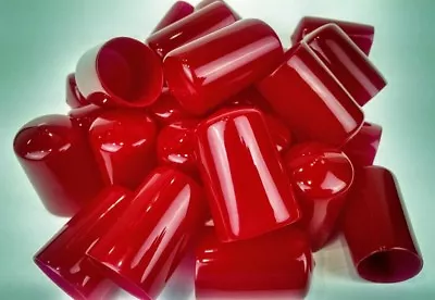 50-1.25  X 2  Red Vinyl Round End Cap Rubber PVC Caps Tubing Flexible Pipe Cap • $22.99