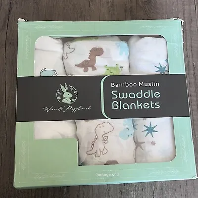 3 Pack Muslin Baby Swaddle Blankets 100% Ultra Soft Bamboo Large 47  X 47   • $13.99