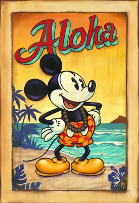 Vintage Mickey Mouse Aloha Hawaii Beach Seascape Ceramic Tile Mural Backsplash • $179