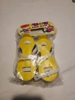 Vintage 1970’s Dime Store Plastic Kids Roller Skates Yellow NOS Hong Kong 6676 • $14.99