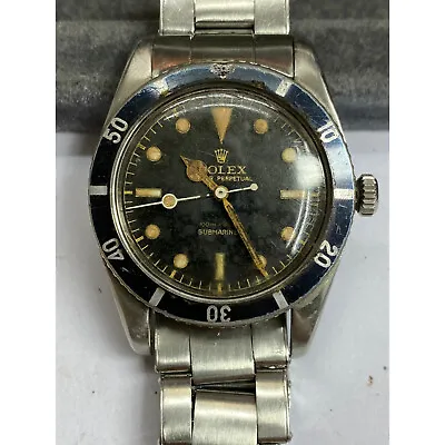 Vintage 1957 Rolex Submariner 36mm Black Gilt Dial James Bond Steel Watch 6536-1 • $32500