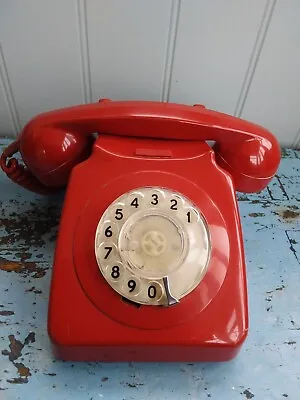 Vintage Red Rotary Dial Telephone. 746F. PLU72/1 GPO/BT. Untested. 1970s • £19.50