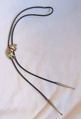 Vintage Inlaid Kachina Bolo Tie Arizona Neck Tie Necklace Route 66 Souvenir • $18.47