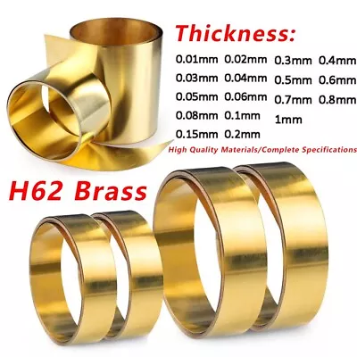 Brass Sheet Roll Metal Foil Plate Thick 0.01mm To 1mm Craft Model Train Metal • £34.12