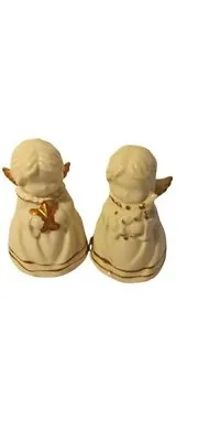 Giftco Set Of 2 Porcelain Bells Hand Painted Angels White Gold Trim Vintage • $8.28