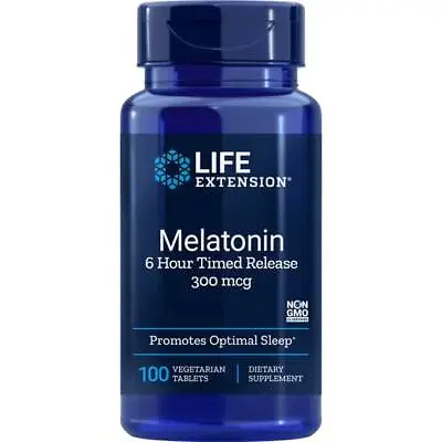 Life Extension Melatonin 6 Hour Timed Release 300 Mcg 100 Veg Tabs • $9