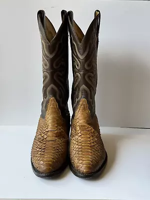 Tony Lama Black Label Snake Skin Python Cowboy Boots 7D • $49.99