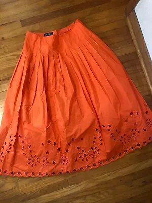J.Crew NWT Eyelet-hem Midi Skirt Size 2 Tangerine Orange • $78