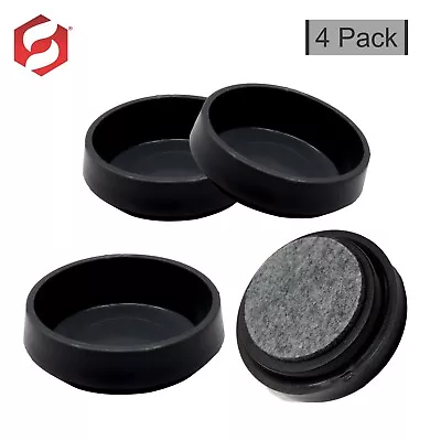 £3.15 • Buy 4 X CASTOR CUPS FELT BOTTOM FLOOR PROTECTORS Chair/Sofa/Leg Black NEW
