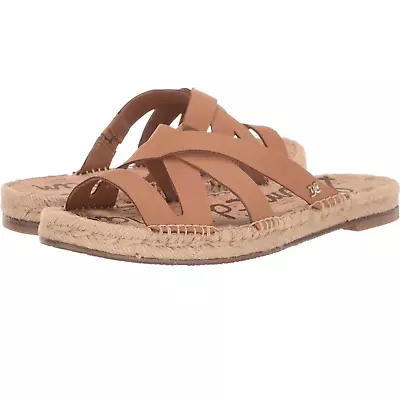 Sam Edelman Averie Espadrille Leather Slide Sandal In Camel Women’s 6 • £19.30