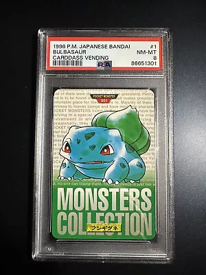 Bulbasaur PSA 8 Pokemon Card 1996 Carddass Vending #1 NM-MINT Japanese Bandai • $95