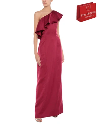 $103.67 • Buy RRP€840 ZAC ZAC POSEN Maxi Column Gown Size US 4 S Ruffle High Slit One Shoulder