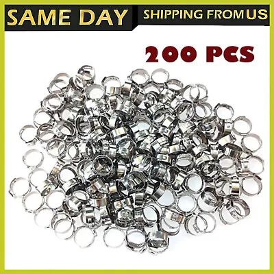 200 Pcs New Stainless Steel 1/2  PEX Ear Clamp Cinch Rings Crimp Pinch Fitting • $28.98