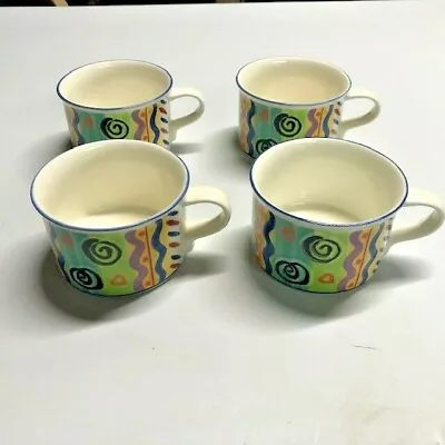 Set Of 4 Mikasa Intaglio CAA36 Colorama 8oz Coffee Cups • $16.95