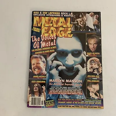 Metal Edge Magazine January 1997 Marilyn Manson James Hetfield + Kiss Centerfold • $10