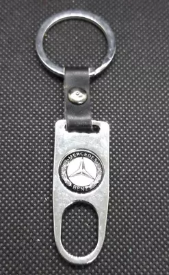 Vintage Mercedes Benz Leather & Metal Key Chain Fob Ring • $18