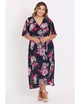 AU 24 - BeMe - Plus Size -  Elbow Flutter Sleeve Wrap Maxi Dress • $129.99