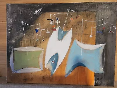 Mid Century Modern Abstract Vintage Brutalist Style Painting Modernist Original  • $169