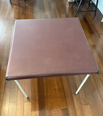 Vintage Samson Card Game Table Folding Legs Metal Corners Wood Frame 30x30 • $44.99