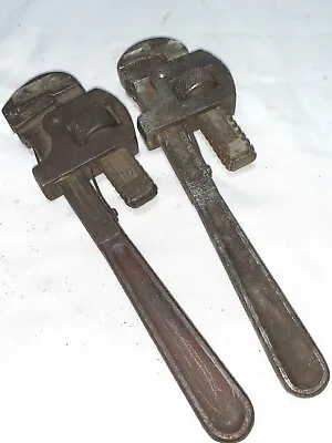 2 Vintage Ben Hur  Dunlap Adjustable Pipe Wrench Tools 10” Plumbing Steam Fitter • $14