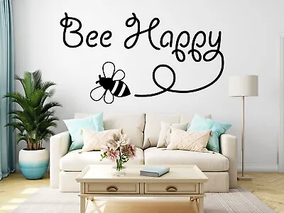 Bee Happy Sticker Wall Cute Love Car Home Decal Vinyl Room Decal Quotes Art • £4.40