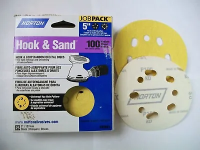 Norton 5  8 Hole Hook & Loop Sanding Discs 100 Grit #04061 25 Pack • $14.99