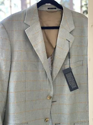 IBIZA Lanificio Di Pray Windowpane Plaid Sports Coat Jacket Light Blue 44L • $149.99