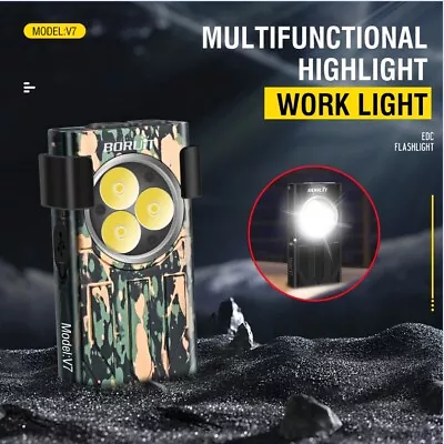 BORUiT V7 Magnetic Mini EDC Flashlight Keychain 1100LM Torch UV Torch W/ Clip • $24.99