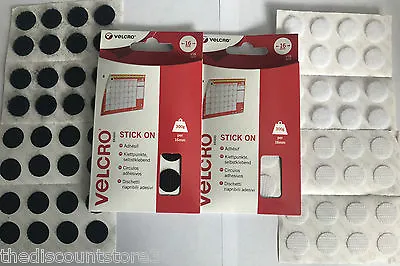 16 Velcro® Circular Sticky Pads/Coins Stick On Fasteners Hook And Loop 16mm • £4.49