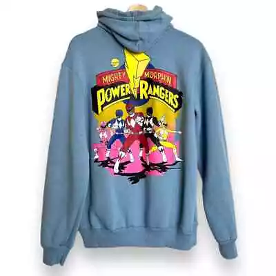 Saban's Mighty Morphin Power Rangers Graphic Print Blue Hoodie Unisex Size S • $27.99