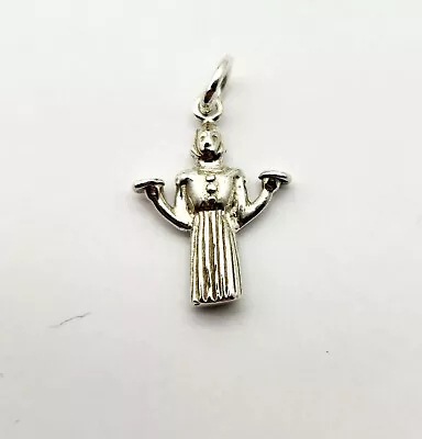 Vintage 'Bird Girl' Statue Birdfeeder Garden Sterling Silver Charm Pendant • $19