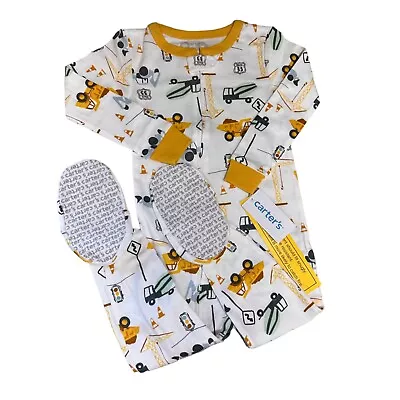 NWT Carter's Toddler Boy Size 2T Construction Truck Print Zip Footed Pajamas NEW • $7.27