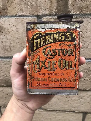 $14.99 • Buy Fiebings Castor Oil Tin Litho Motor Oil Can Rare Vintage Axle Oil Can Milwaukee