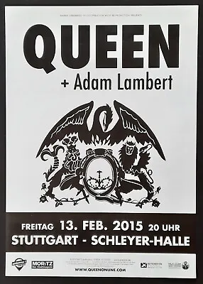 +++ 2015 QUEEN Concert Poster Fe 13th Stuttgart Germany 1st Print 22 X 33  • $49.95