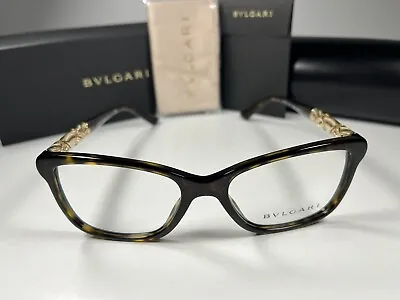 NEW Bvlgari 4125-B Eyeglasses 504 Havana Gold Crystal Frames 52/17/140 😎 • $218.63