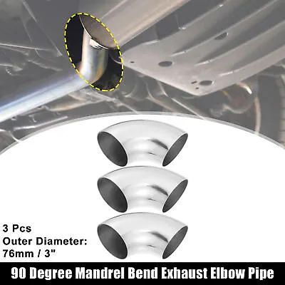 3pcs OD 3 Inch 90 Degree Bend Auto Exhaust Tube Elbow Pipe Arc Length 185mm • $23.99