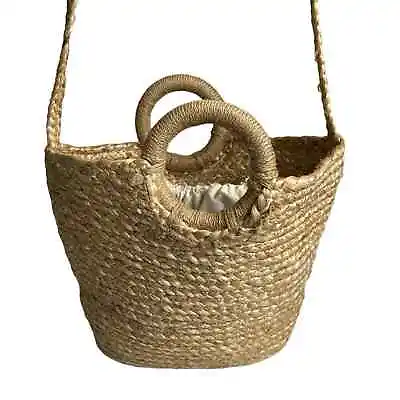 Zara Natural Jute Tote Bag Purse Summer Handbag • $24.99