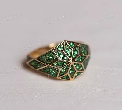One Of A Kind Venus Star Green CZ Diamond Solid Gold Ring For Women • $999