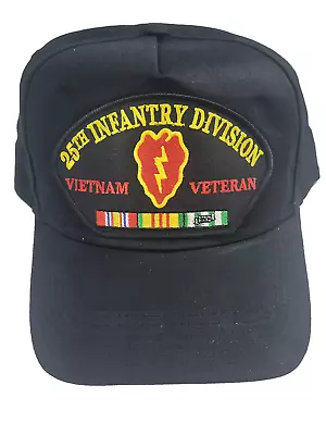 Us Army 25th Infantry Division Id Tropic Lightning Vietnam Vet Hat 2 W/ Ribbons • $20.89