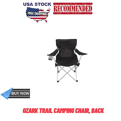 $9.25 • Buy Ozark Trail Basic Quad Folding Outdoor Camp Chair With Cup Holder, Black
