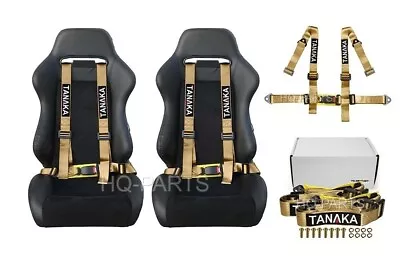 2 X Tanaka Universal Khaki 4 Point Buckle Racing Seat Belt Harness 2  • $66.95