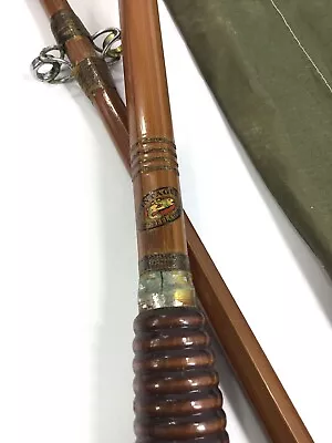 MONTAGUE Bamboo 6'2  Boat 2 Piece Fishing Rod W/ Sock Vintage RARE • $79.97