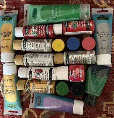 £4.99 • Buy Job Lot Various Bottles & Tubes Of Acrylic Paints Craft Room Clear 