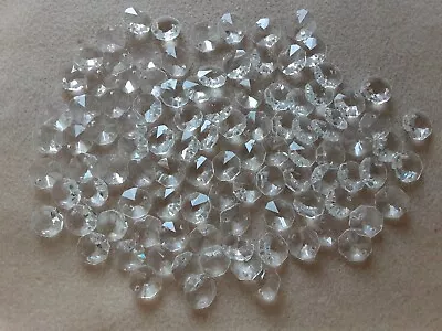 Glass Bead Lot Aprox 100 Vintage Two Hole Faceted Glass Octagon Bead • $4.25