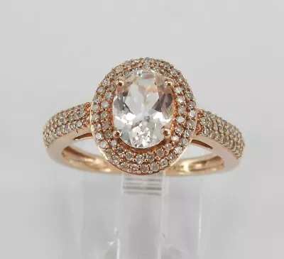 2.50Ct Oval Cut Morganite Double Halo Engagement Ring 14KRose Gold Silver Plated • $115.99