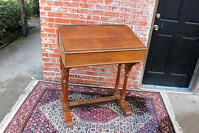 French Antique Gothic Oak Wood Kids School Desk For Homeschool Furniture • $1250