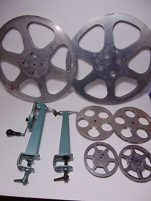 16mm Film Movie Winder Rewinder Hand Cranks Set Cine Table Mounted + 6 REELS • $144.99