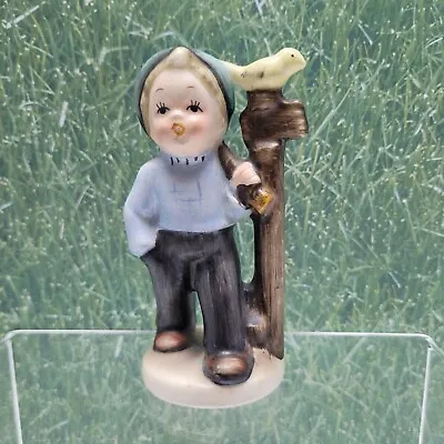 Vintage Napco Figurine Boy With Knapsack And Yellow Bird Vagabond AH901 • $9.99