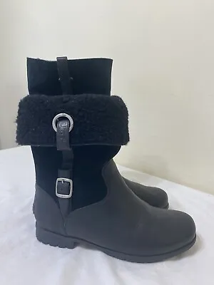 UGG Bellvue  III 1001927 Black Leather /Suede Waterproof  Boots  Women’s Size 7 • $55
